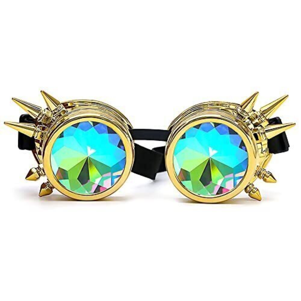 1057 Kaleidoscope Spiked Goggles with Adjustable StrapsCrystal Lenses